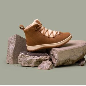 UGG Cozy Brown Ankle Lace Up Boots with fleece lining